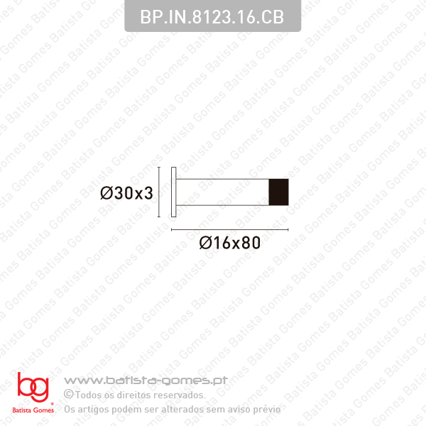 Batente limitador de abertura de porta - �16x80 - INOX 304
